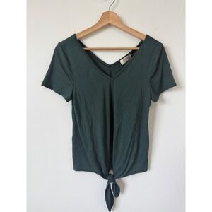Sojourn Women's V-Neck Short Sleeve Blouse – Green – Small Petite – NWT